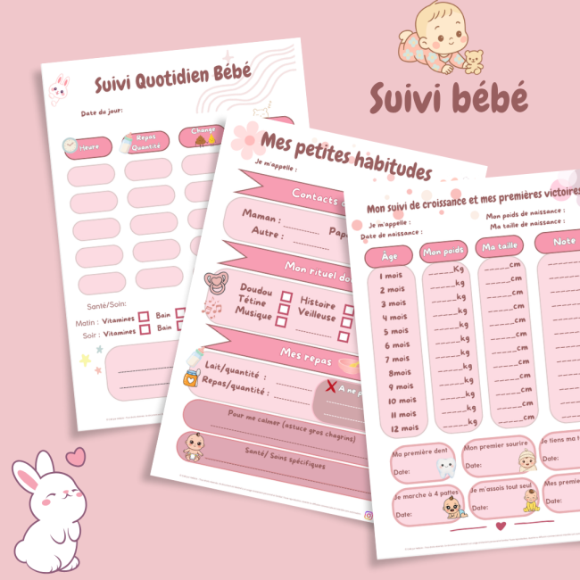 👶 Pack "Suivi de Bébé" – Le Kit d'Organisation Complet (PDF Imprimable) rose